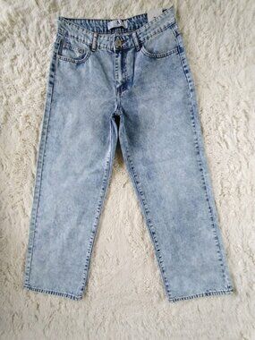 Flying Angel Wide Leg Jeans Size 9/29 Mid Rise Acid Wash Light Blue NWOT